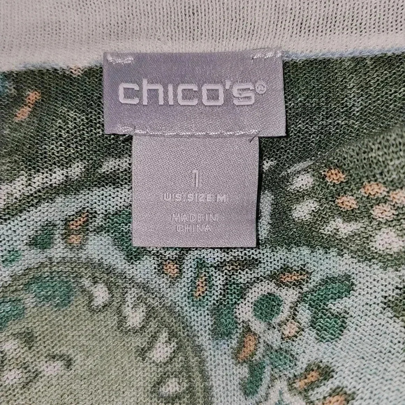 Chicos The Everyday Cardigan Paisley Button Down Long Sleeve SZ 1(M) - Picture 10 of 11